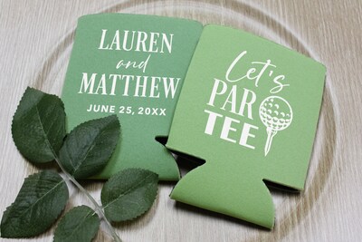 Let's Par-Tee Golf Wedding Can Cooler - image1